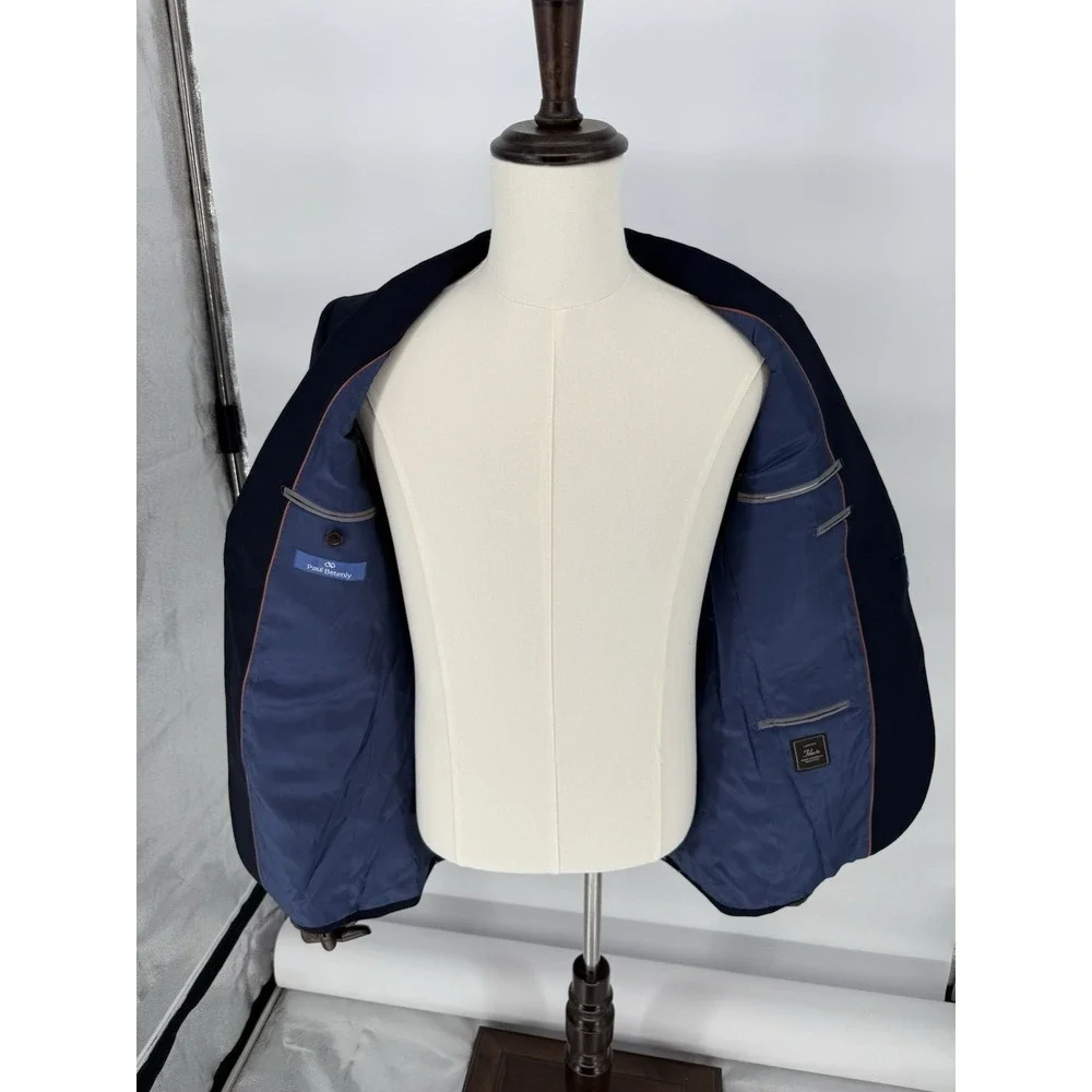 Paul Betenly Men's 40L Navy Blue Wool Cashmere Button Blazer Jacket-Ronaldo N